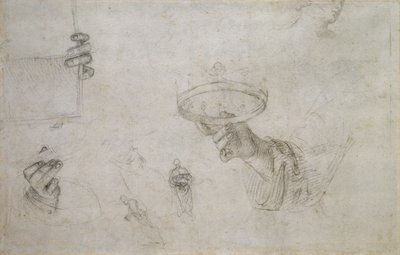 Hand Holding a Crown, and Other Studies for the Coronation of St Nicholas of Tolentino by Raffaello Sanzio Raphael